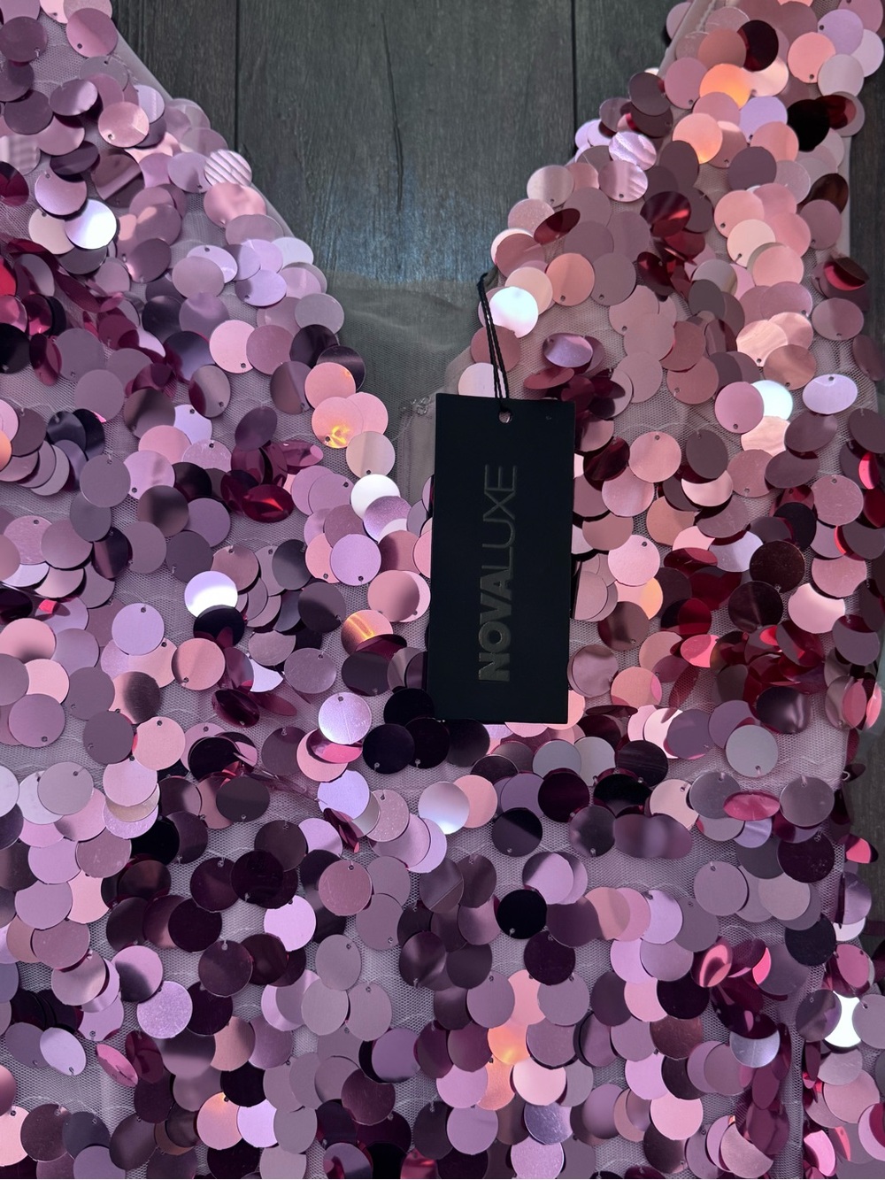 Fashion Nova Pink Sequin V-Neck Bodycon Dress - Picture 4 of 5